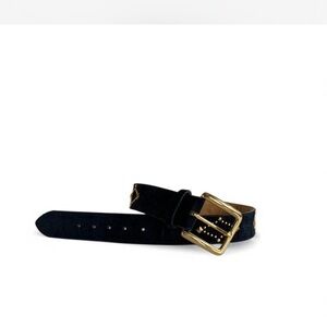 Vintage Suede Navy Blue Gold studded Belt with gold buckle
